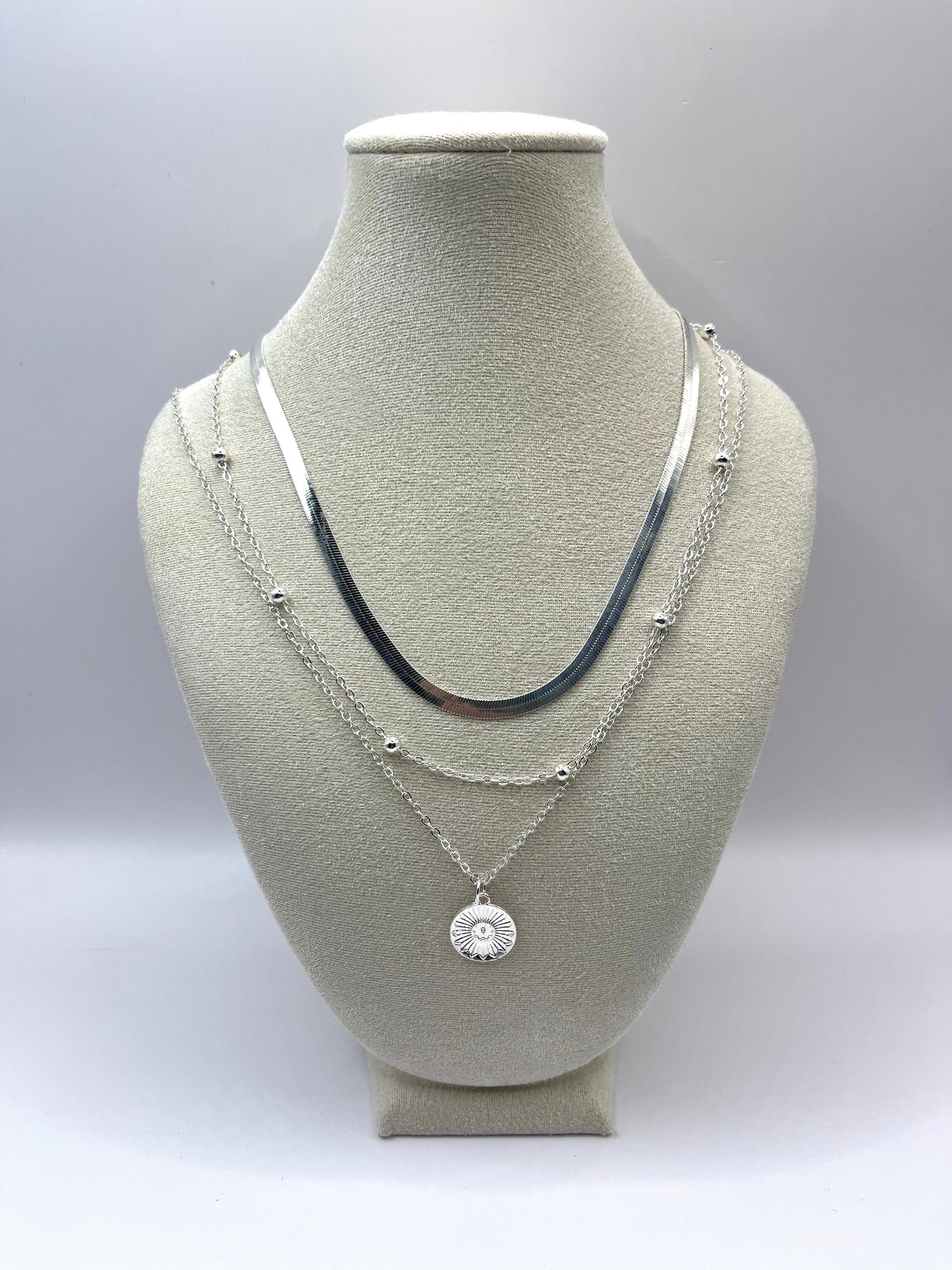 Chloé Emeralda - triplet collier met siermunt en zirkonia steentjes