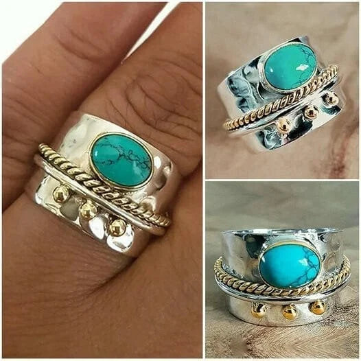 Turquoise wide band ring