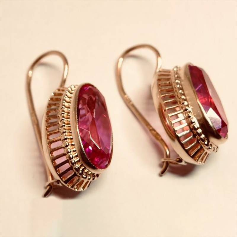 Zara™ | Vintage Red Crystal Rose Gold Earrings