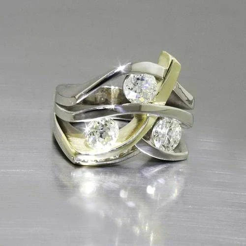 Vintage Zirconia Gold & Silver Ring