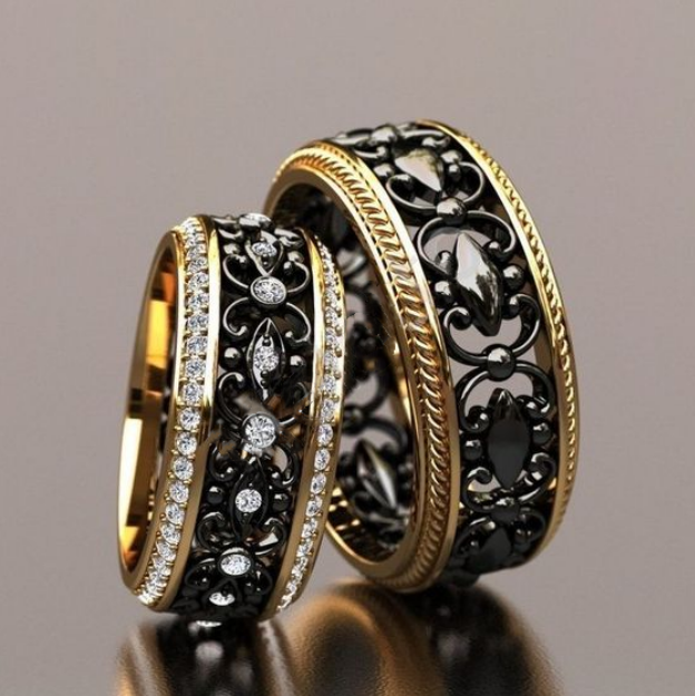 Vintage Hollow Black Rings