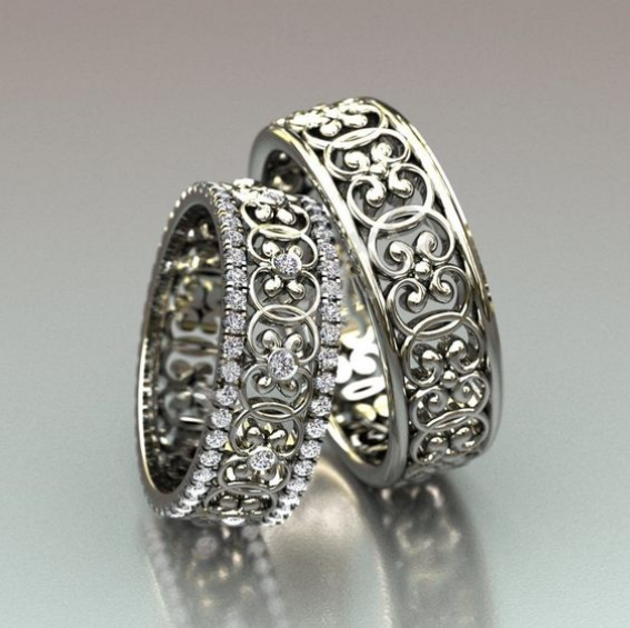Vintage Silver Hollow Ring Set