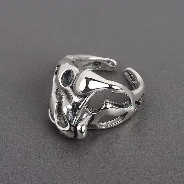 Irregular ring made of gold-plated silver