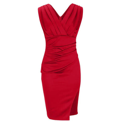 Lina | Fitted Dress with V-Neckline and Slit