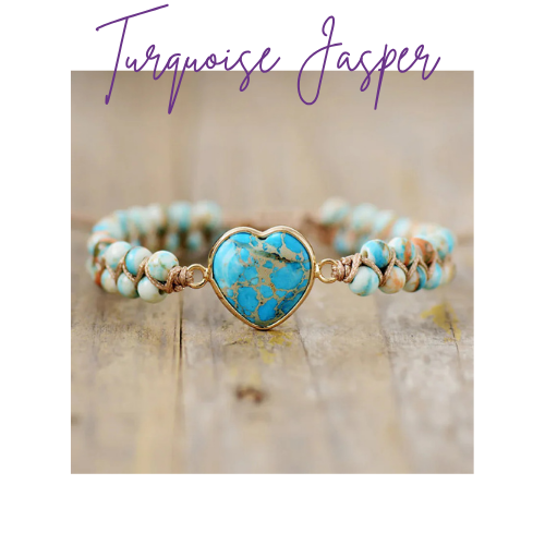 Womens Heart Bracelet - Natural Jasper Stone