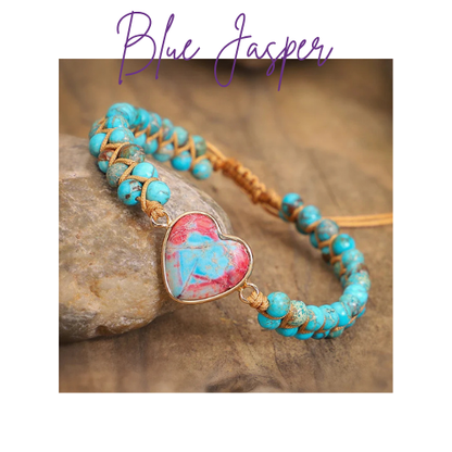 Womens Heart Bracelet - Natural Jasper Stone
