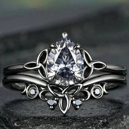 Grey Stone Layered Ring Set