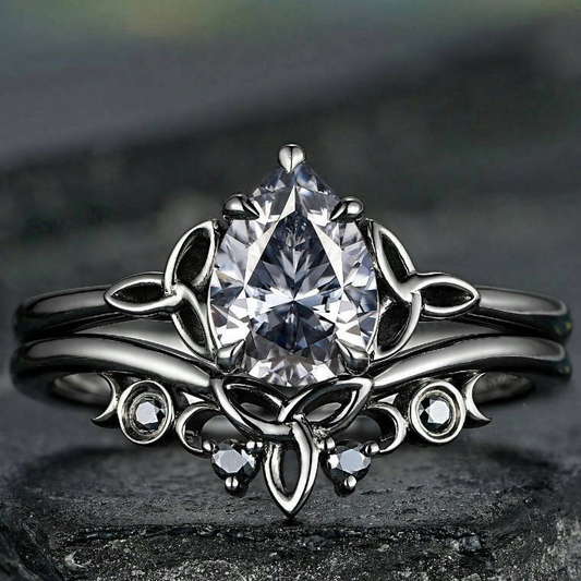 Grey Stone Layered Ring Set