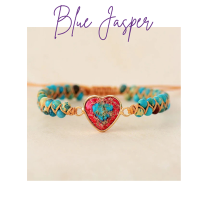 Womens Heart Bracelet - Natural Jasper Stone