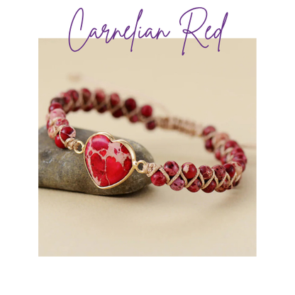 Womens Heart Bracelet - Natural Jasper Stone