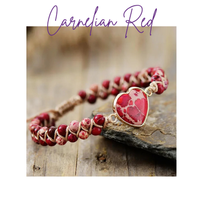 Womens Heart Bracelet - Natural Jasper Stone