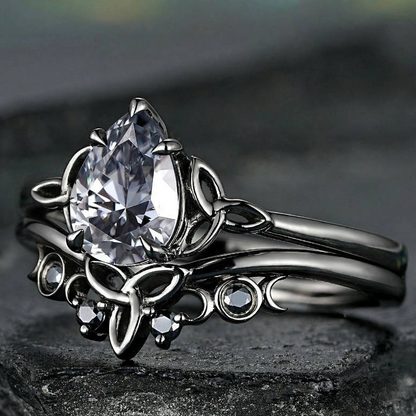 Grey Stone Layered Ring Set