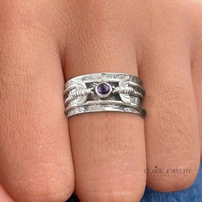 Bee Purple Gemstone Meditation Ring
