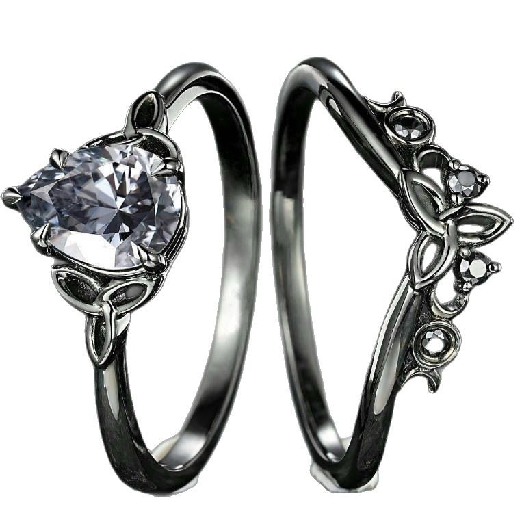 Grey Stone Layered Ring Set