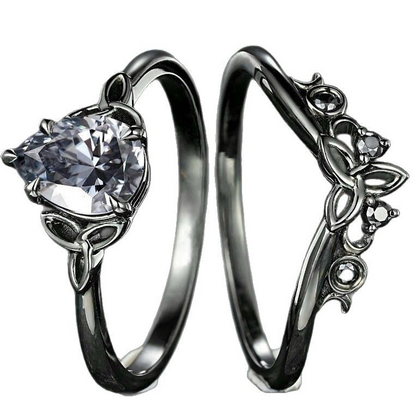 Grey Stone Layered Ring Set