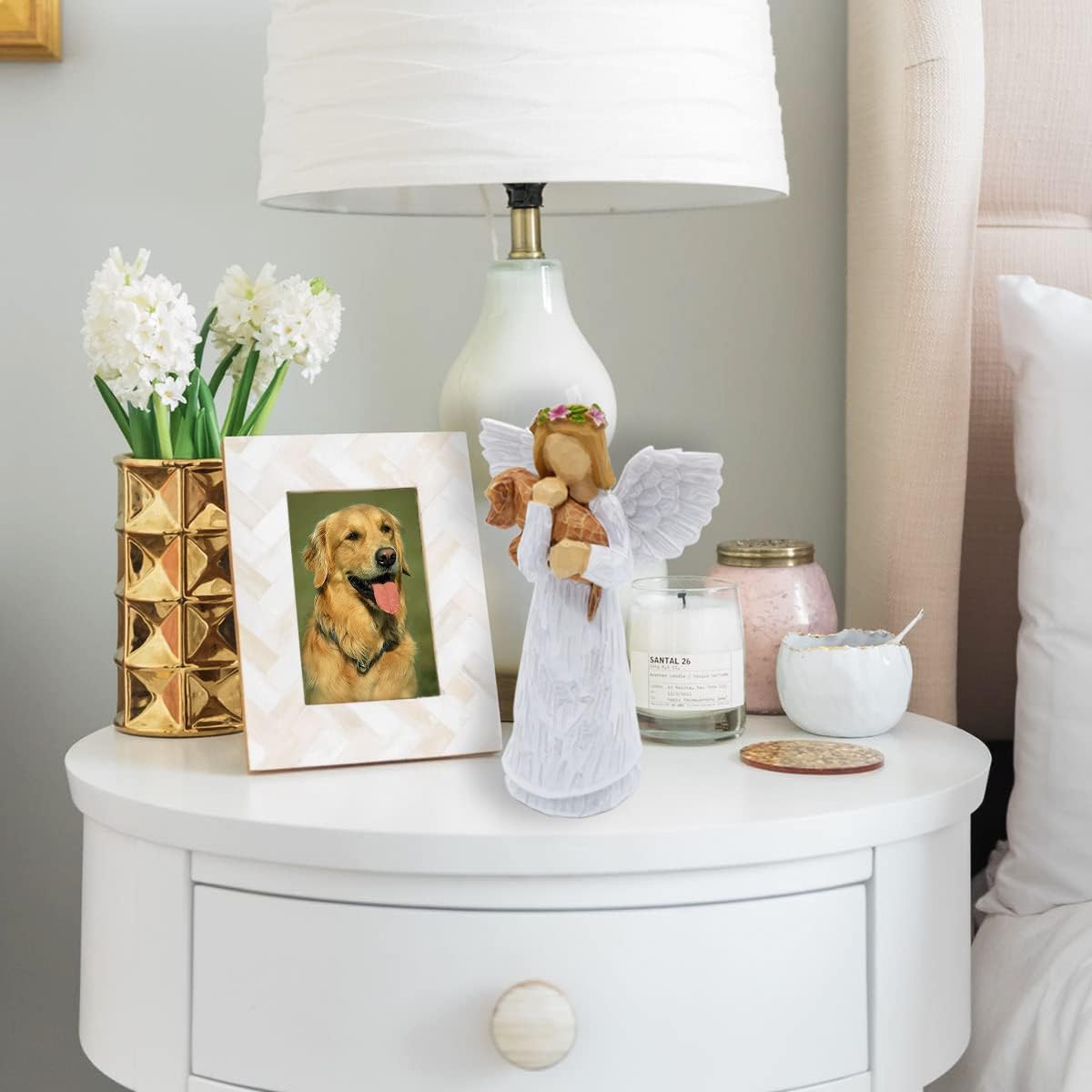 Dog Memorial Gift Set with Angel of Friendship Figurine & Rainbow Bridge Chakra Bracelet