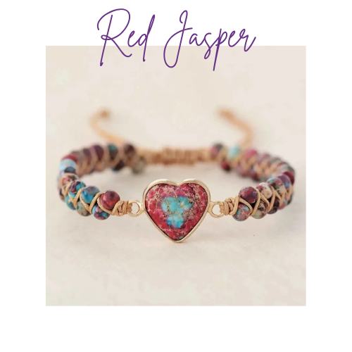 Womens Heart Bracelet - Natural Jasper Stone