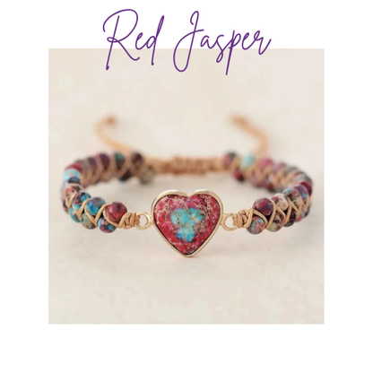Womens Heart Bracelet - Natural Jasper Stone