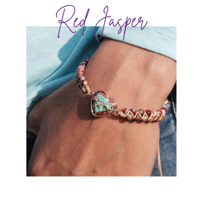Womens Heart Bracelet - Natural Jasper Stone