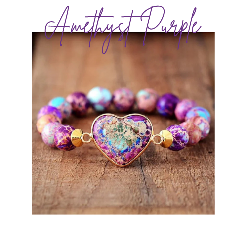 Womens Heart Bracelet - Natural Jasper Stone