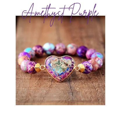 Womens Heart Bracelet - Natural Jasper Stone