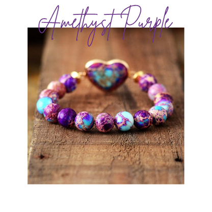 Womens Heart Bracelet - Natural Jasper Stone