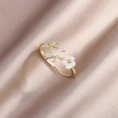 Adjustable Wildflower Ring with Gold