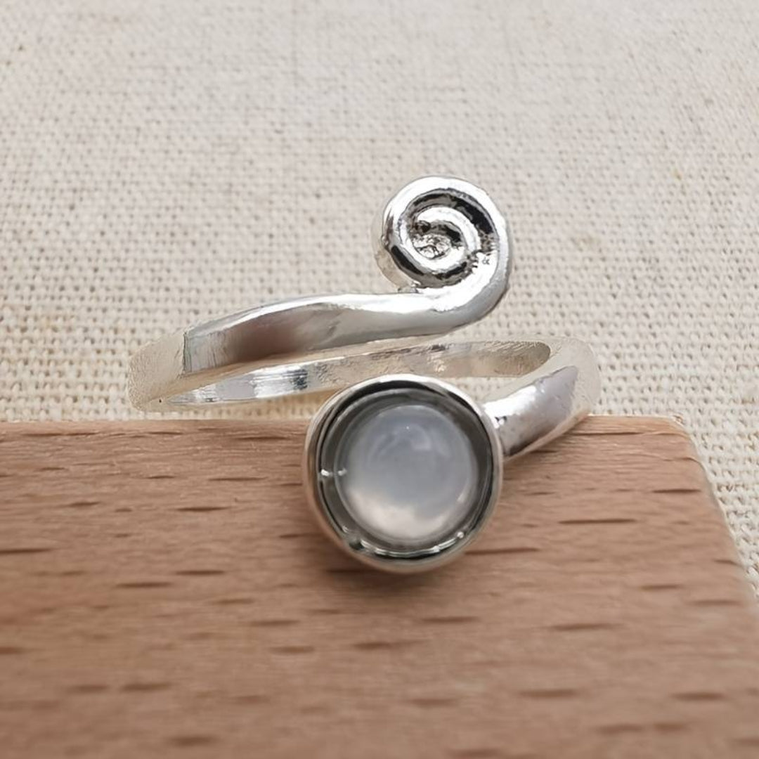 Spiral Ring with Vintage Moonstone
