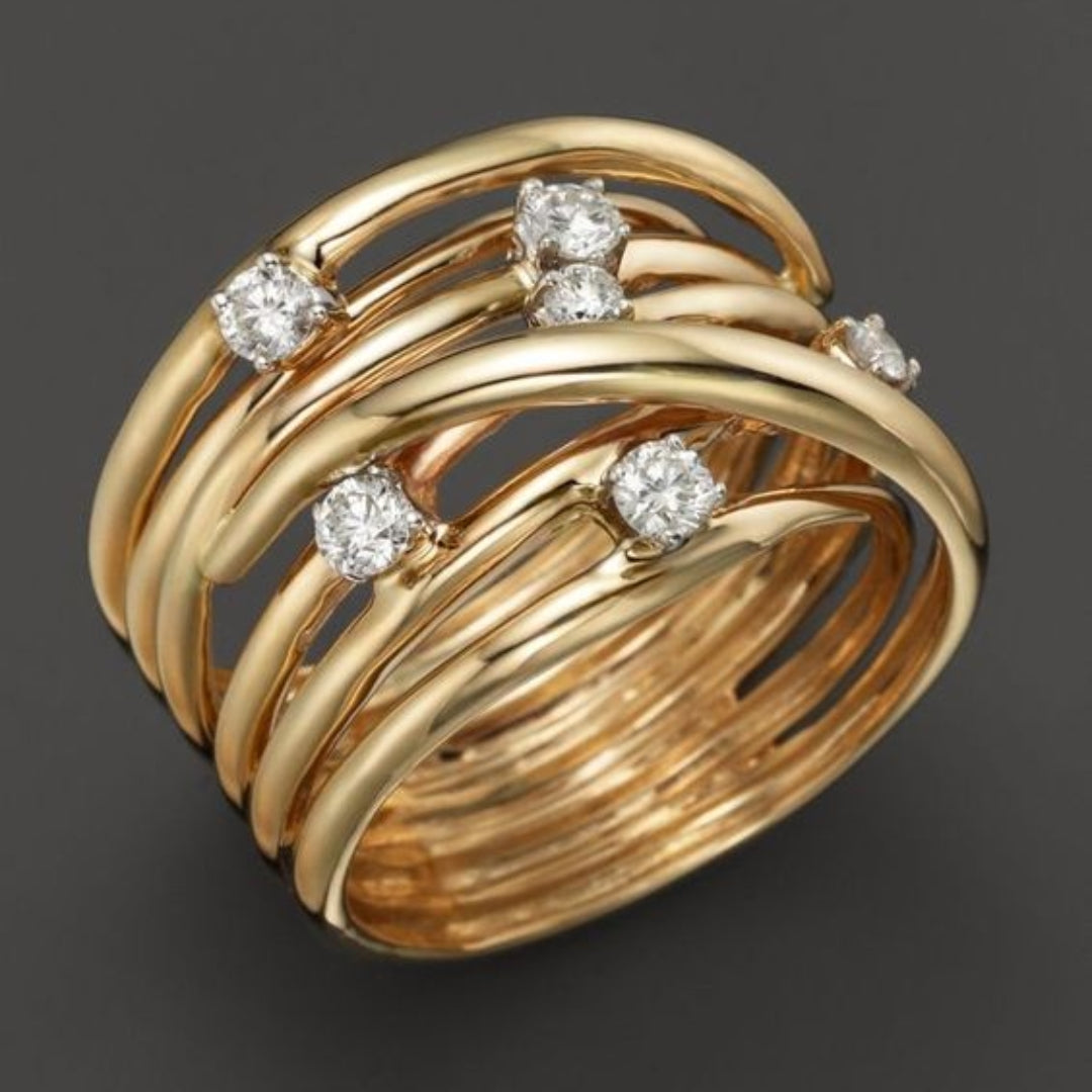 Vintage Gold Zirconia Thin Ring