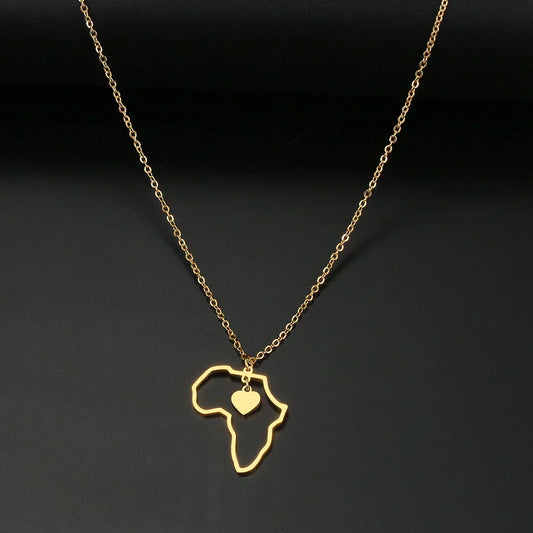 Gold Heart of the Continent Necklace