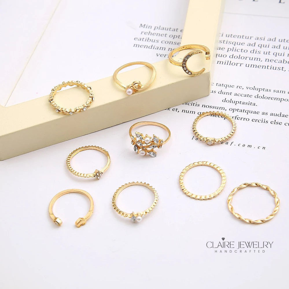 10-Pack Bohemian Silver and Gold-Plated Rings