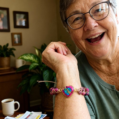 Womens Heart Bracelet - Natural Jasper Stone