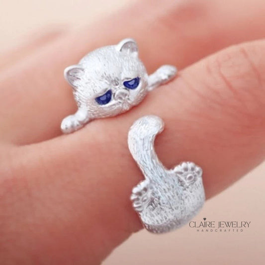 925 Sterling Silver Adjustable Kitty Ring