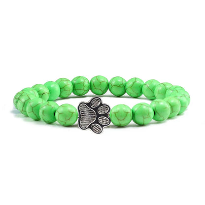 Beaded Paw Bracelet – Natural Stone Design