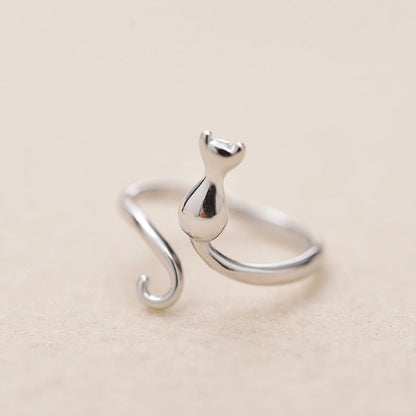 Silver Cat in Boots Ring