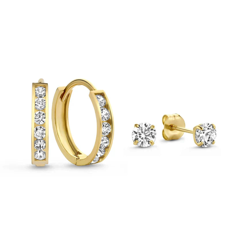 Brillane™ | Gold Stone Earrings Set