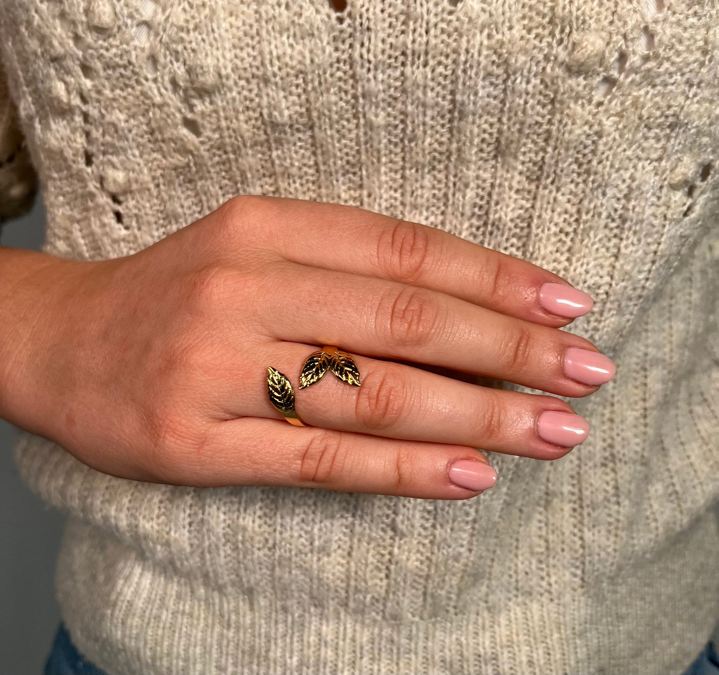 Marie Belle - ring met duplet leafs structuur