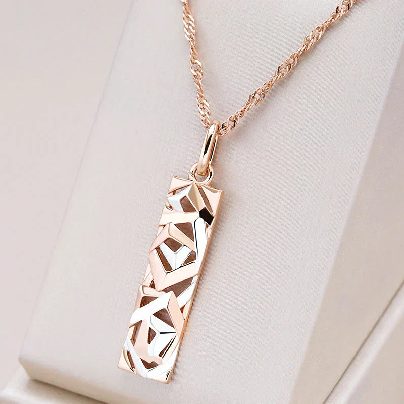 Rectangular Pendant Necklace in Gold