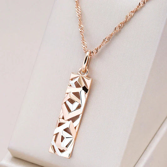Rectangular Pendant Necklace in Gold