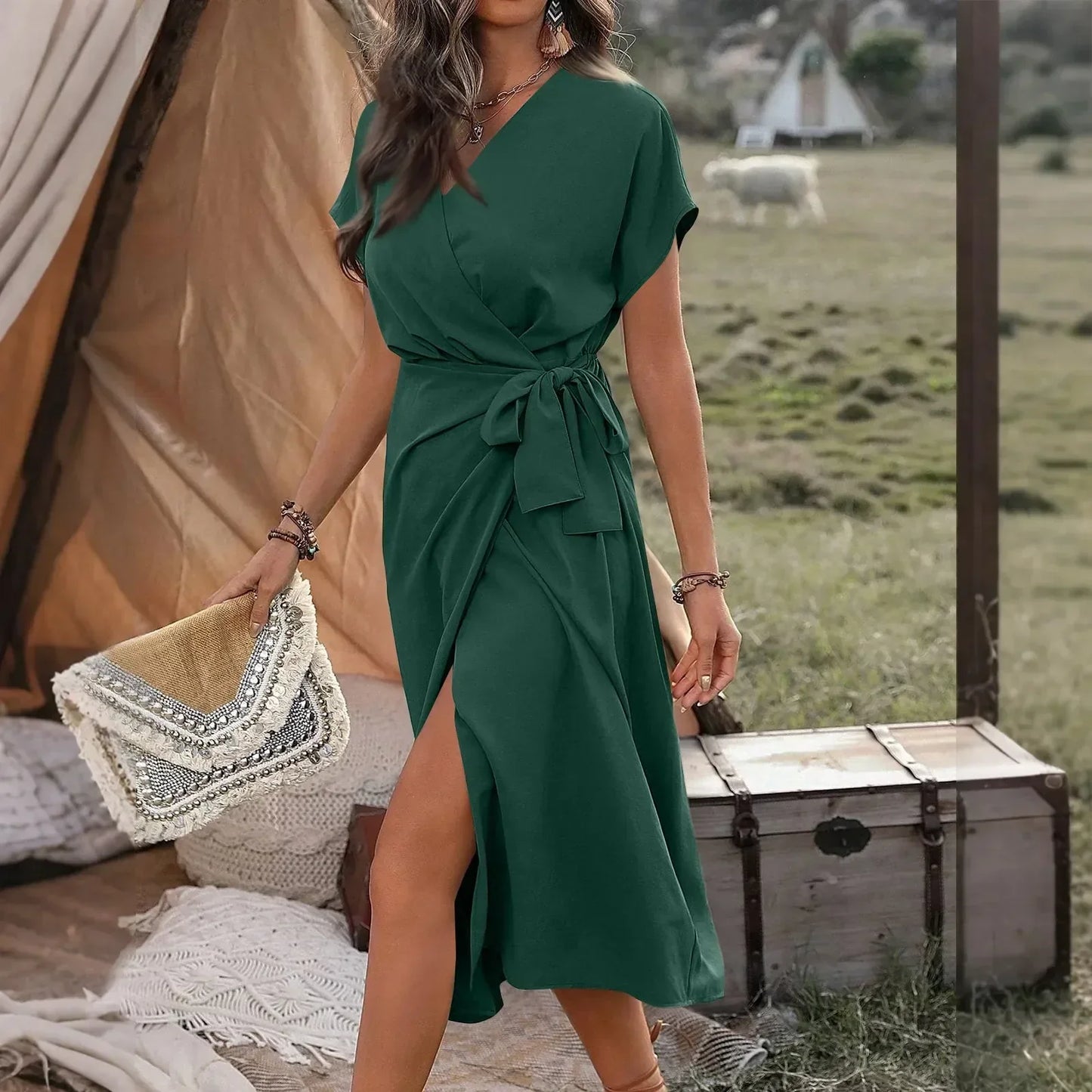 Sofia | Elegant Wrap Midi Dress