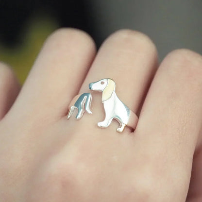 925 Sterling Silver Dachshund Ring – Adjustable Fit
