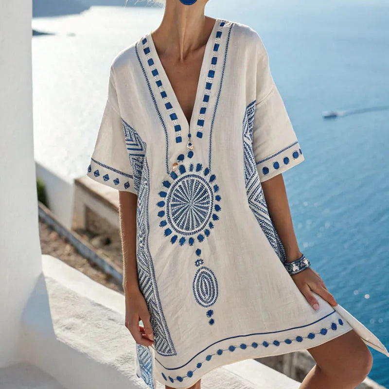 Marina | Striped V-Neck Beach Dress