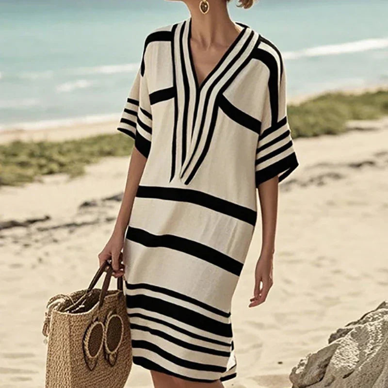 Marina | Striped V-Neck Beach Dress