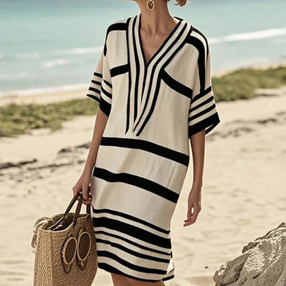 Marina | Striped V-Neck Beach Dress
