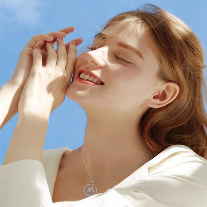 Cute Paw Print Necklace in 925 Sterling Silver with Cubic Zirconia