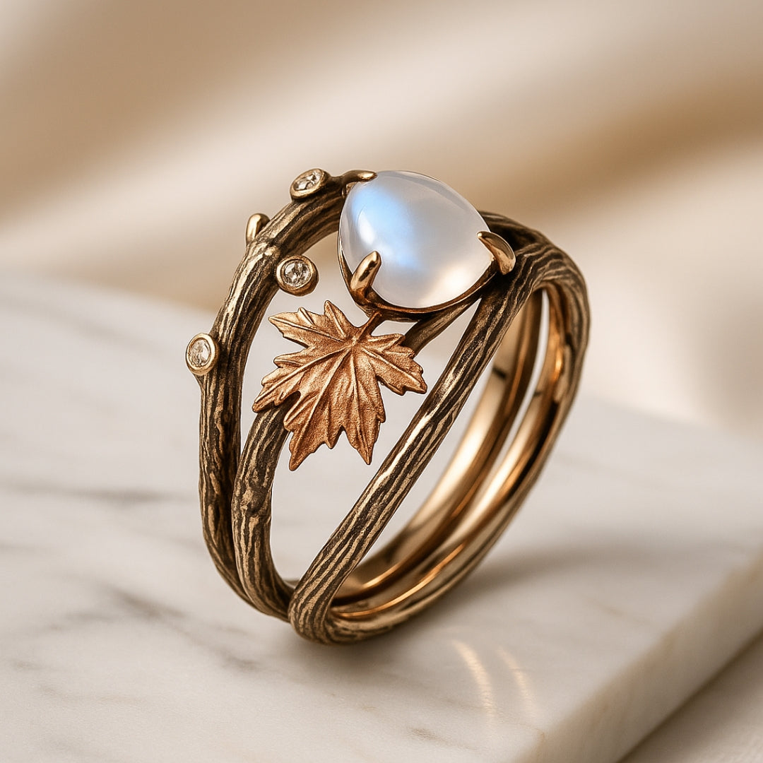 Nature Maple Moonstone Ring