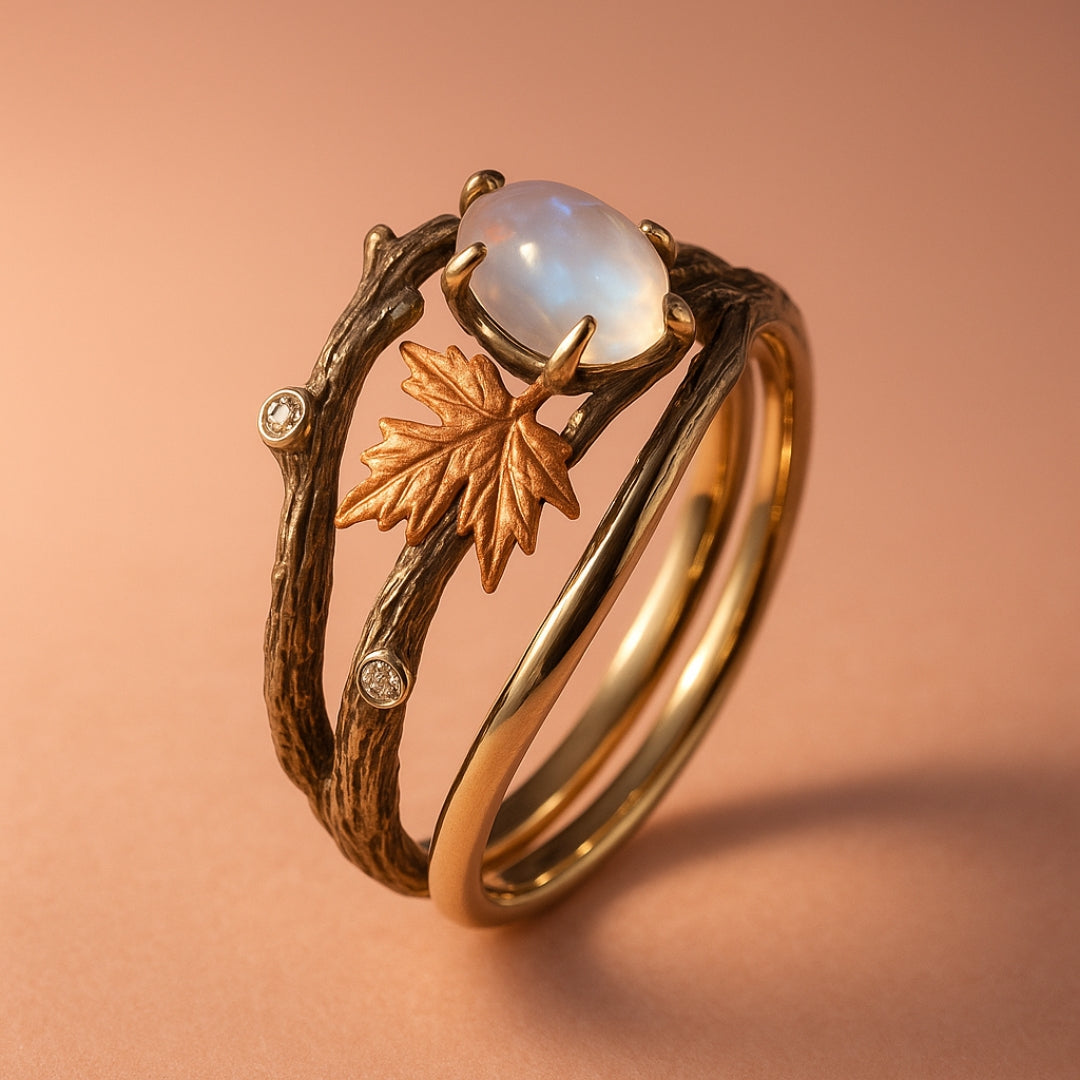 Nature Maple Moonstone Ring
