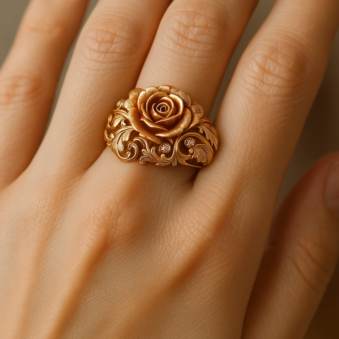 Engraved Flower Ring