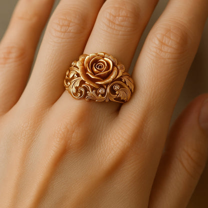 Engraved Flower Ring