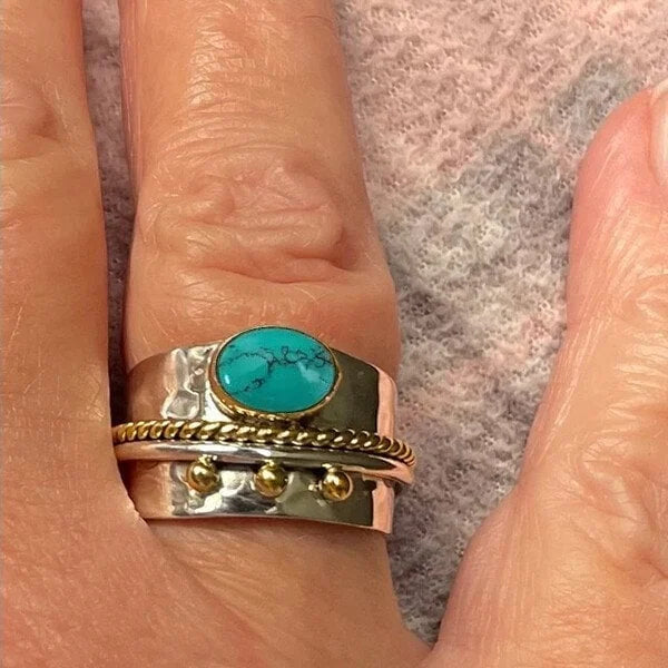 Turquoise wide band ring